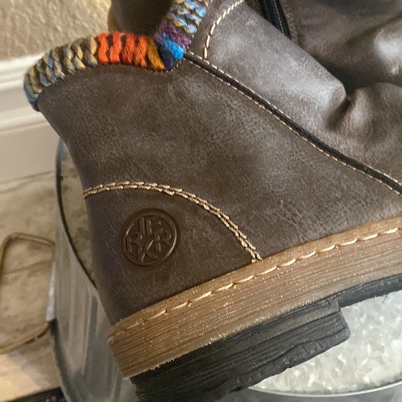 NEW Womens RIEKER Anti-stress Boots. Ankle. Sherpa colored yard cuffs 40/9 Brown - Picture 4 of 10